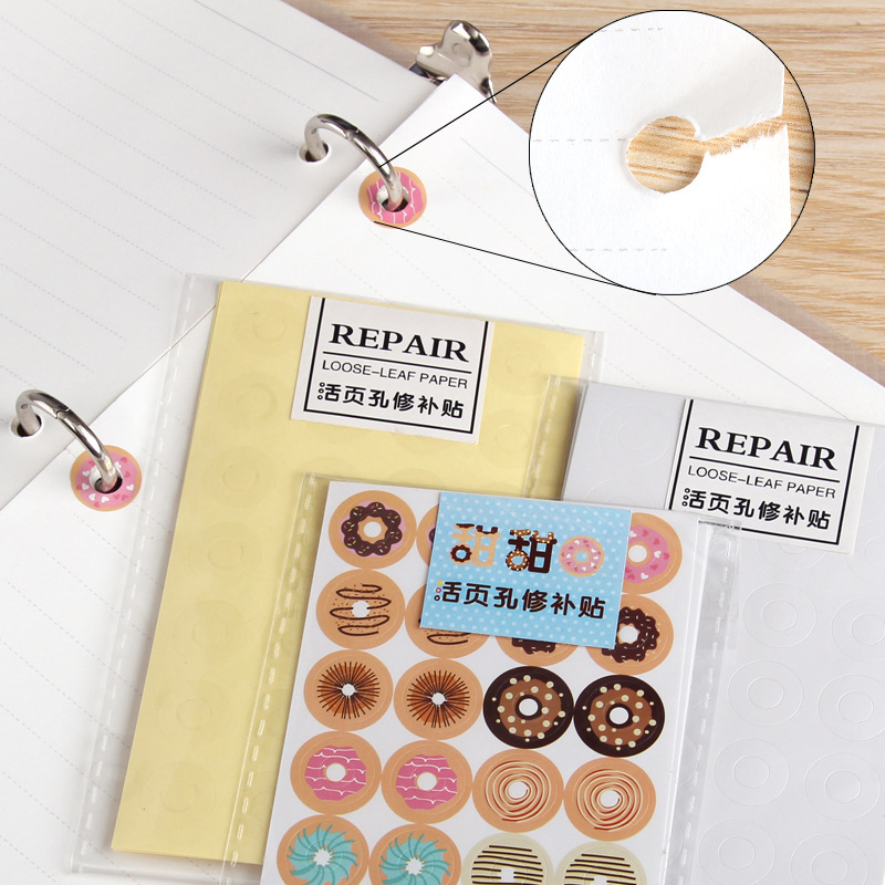Donut Loose-leaf Paper Hole Patch Loose-leaf Repair Transparent Paste Protective Paper A5A6A7 Universal Ring Sticker