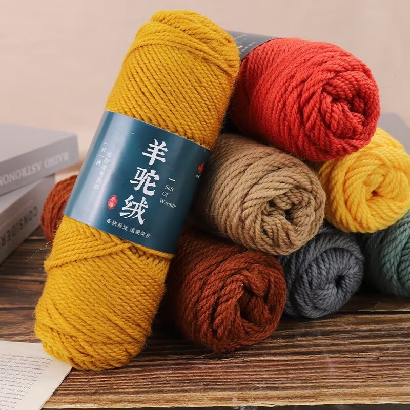 Alpaca wool bar and thread hand-woven coarse wool scarf hat coat hat