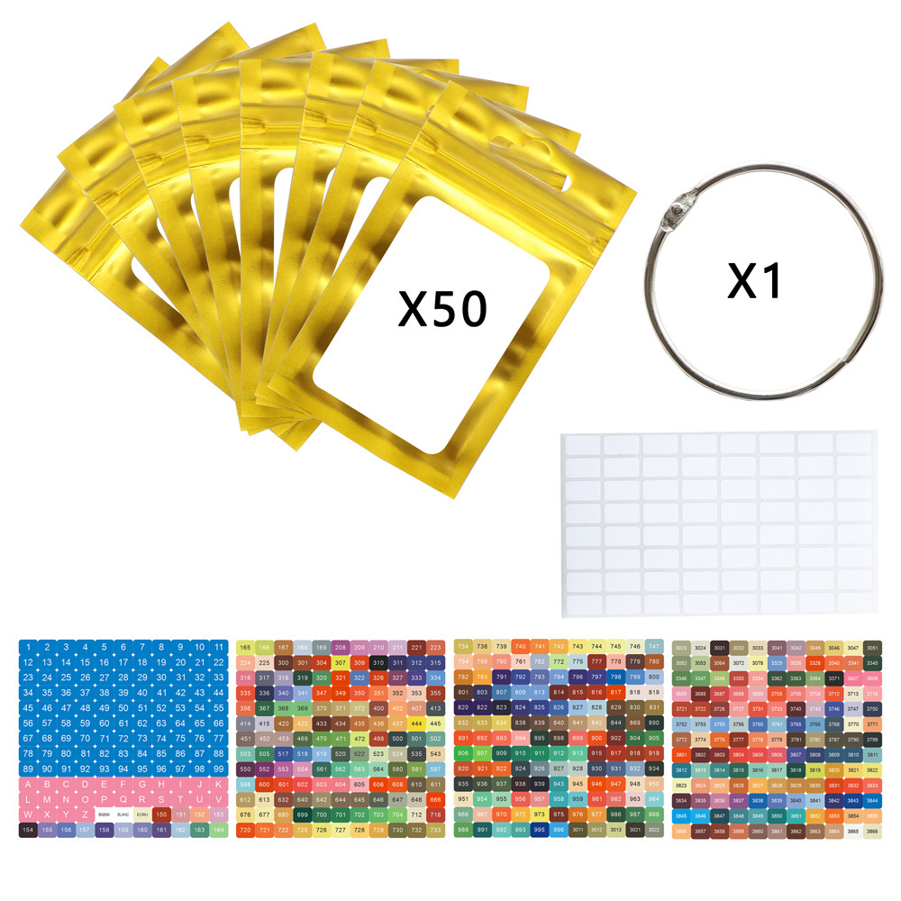 Picture of Diamond Painting Storage Bag Color Drill Bag Storage Bag DIY New Self-sealing Bag Color Number Sticker suit