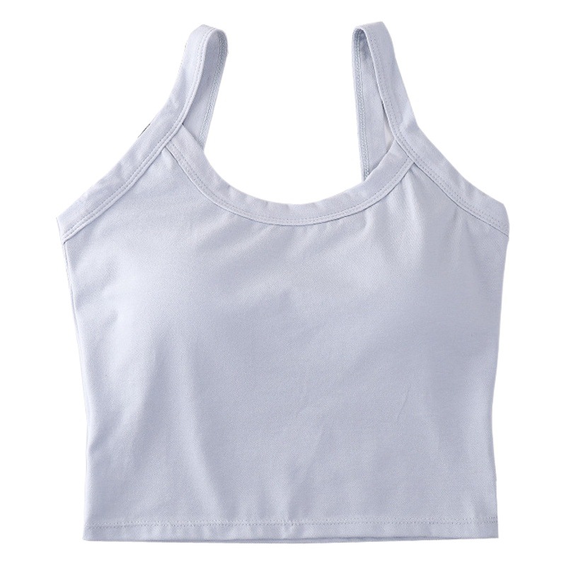 All-Match Solid Color Simple Cotton Beautiful Back Camisole One-Piece Fixed Cup Inner Wearing Outer Wearing Sports Underwear Chest Wrap