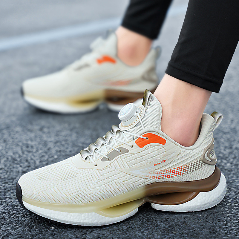 2025 new sneaker men's rotating button running shoes ultra light shock absorption mesh breathable men's shoes live generation