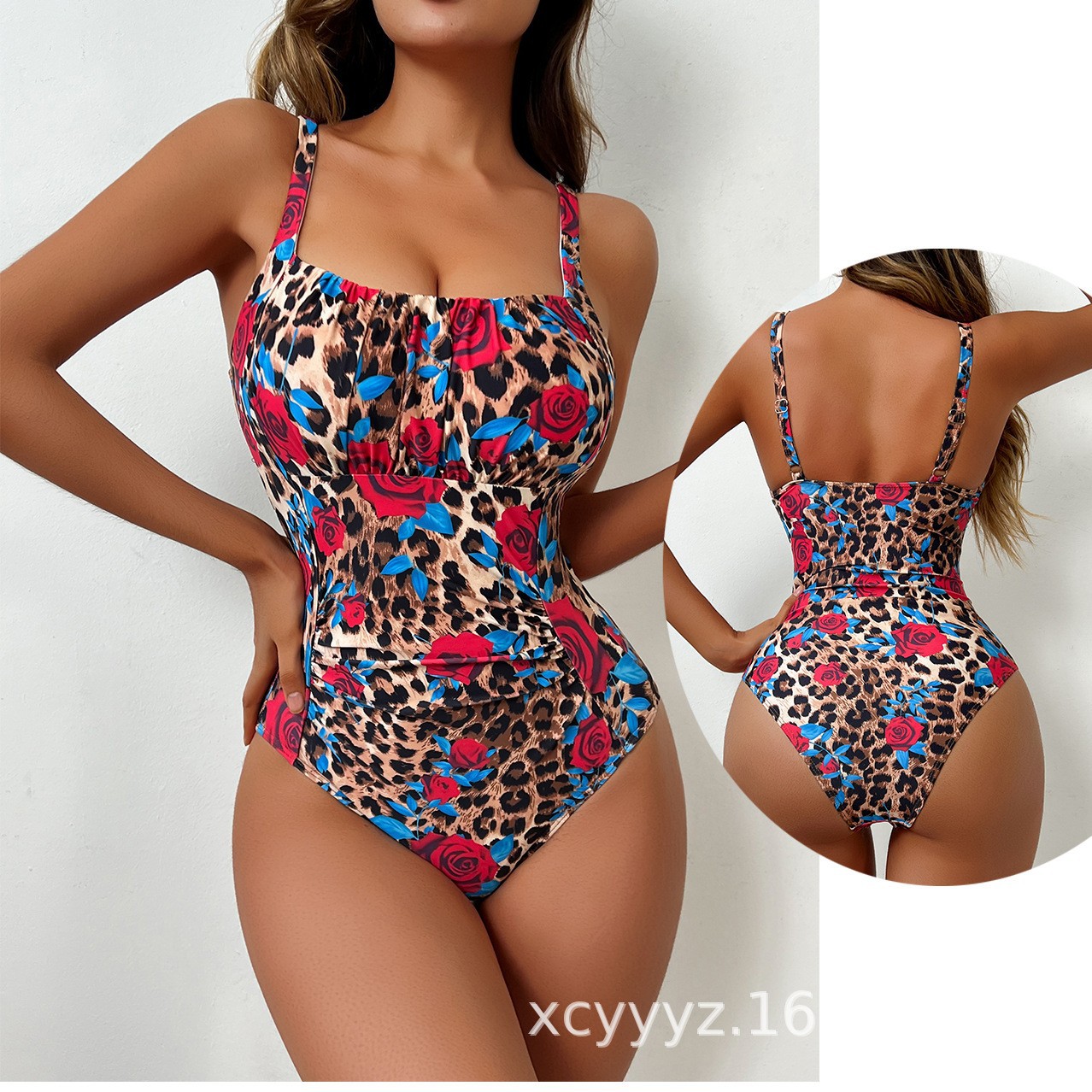 2025 European and American Cross-border Swimwear Leopard Flower Sexy bikini Sling Skinny Spice Girl Swimwear Women's Foreign Trade