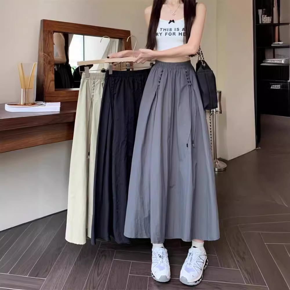 Foreign Trade Workwear Skirt for Plus-Size Women, 2025 Spring, Autumn, and Summer, High-Waisted, Slimming, Loose, Casual, Versatile, Large A-Line Skirt for Women