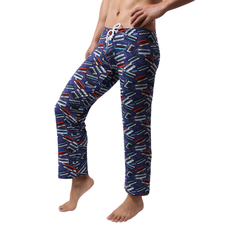 Picture of Factory wholesale fancaz men's trousers blue printed classic thin casual loose mid-waist pajama pants AliExpress
