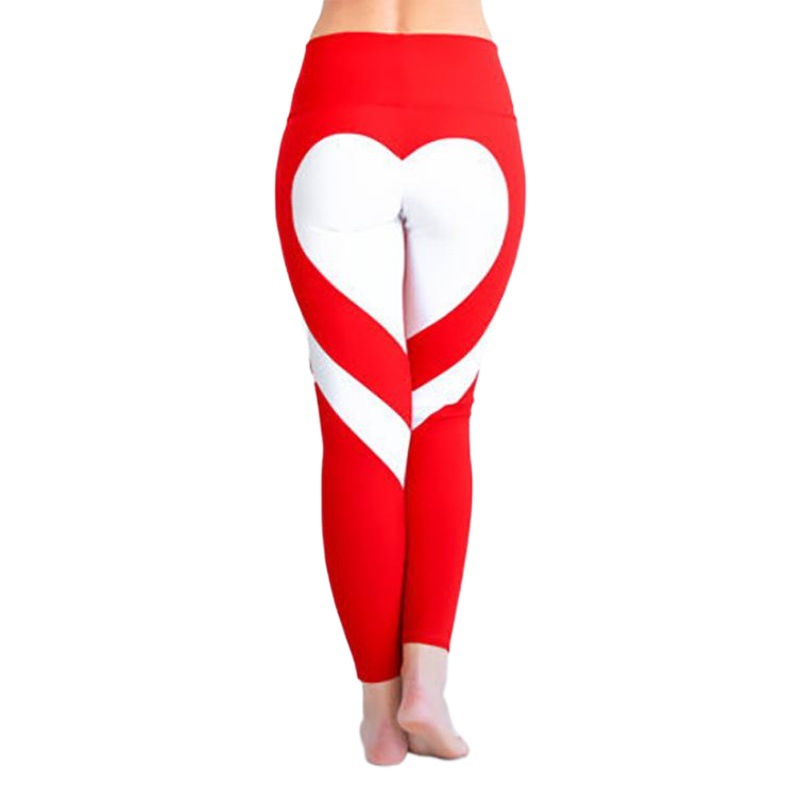 Cross-border new love stitching yoga peach hip leggings Europe and the United States high waist hip sports pants stretch tights