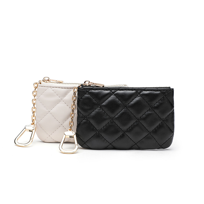 Fashion Women's Coin Purse 2025 New Zipper Bag Embroidered Diamond Soft Leather Small Bag Coin Card Bag Decorative Bag for Women