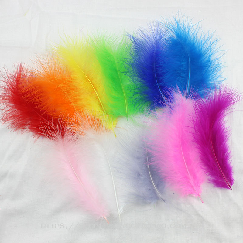 Wholesale 21 color diy full velvet turkey feather 50 pct packed wave ball gift box filler feather dream catcher material