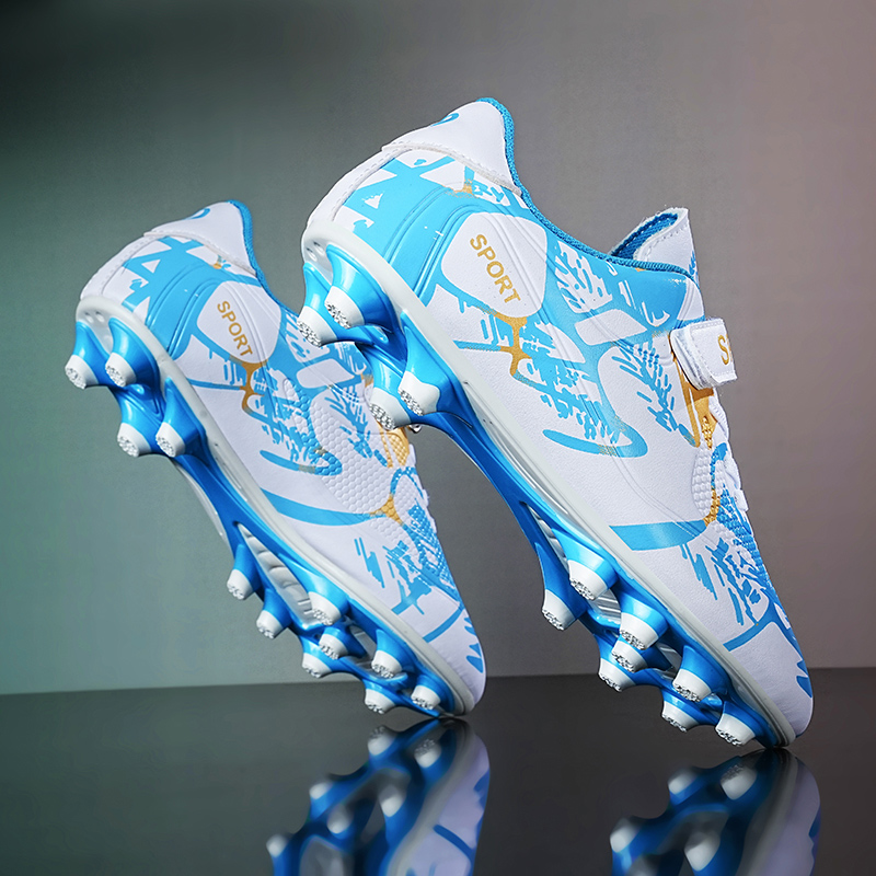 Ronaldo Assassin Football Shoes Boys TF Spike Children's Velcro Golden Sports Training Shoes Student Sneakers