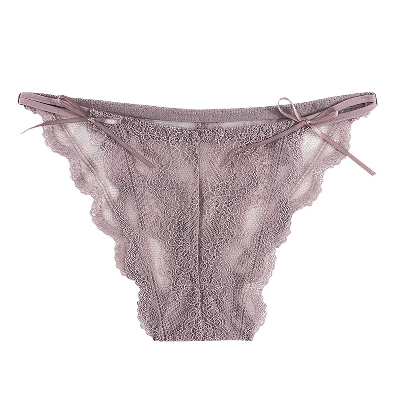 French Style Sexy Lace Women's Underwear Low Waist Transparent Sweet Temptation Seamless Thin Belt Ultra-thin Briefs for Women