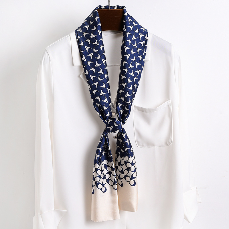 Same style narrow long small silk scarf women's western style fashion all-match sunscreen scarf spring and summer scarf scarf