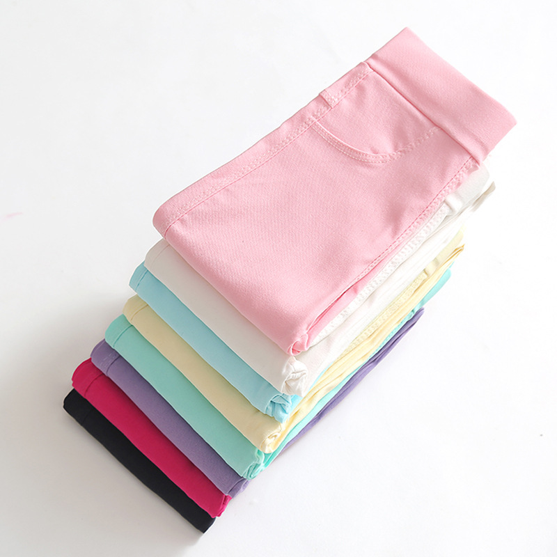 Picture of Girls' Pencil Pants Spring and Summer Thin Candy Color Children's Outer Wear Leggings Big Children's Tight Black Leggings