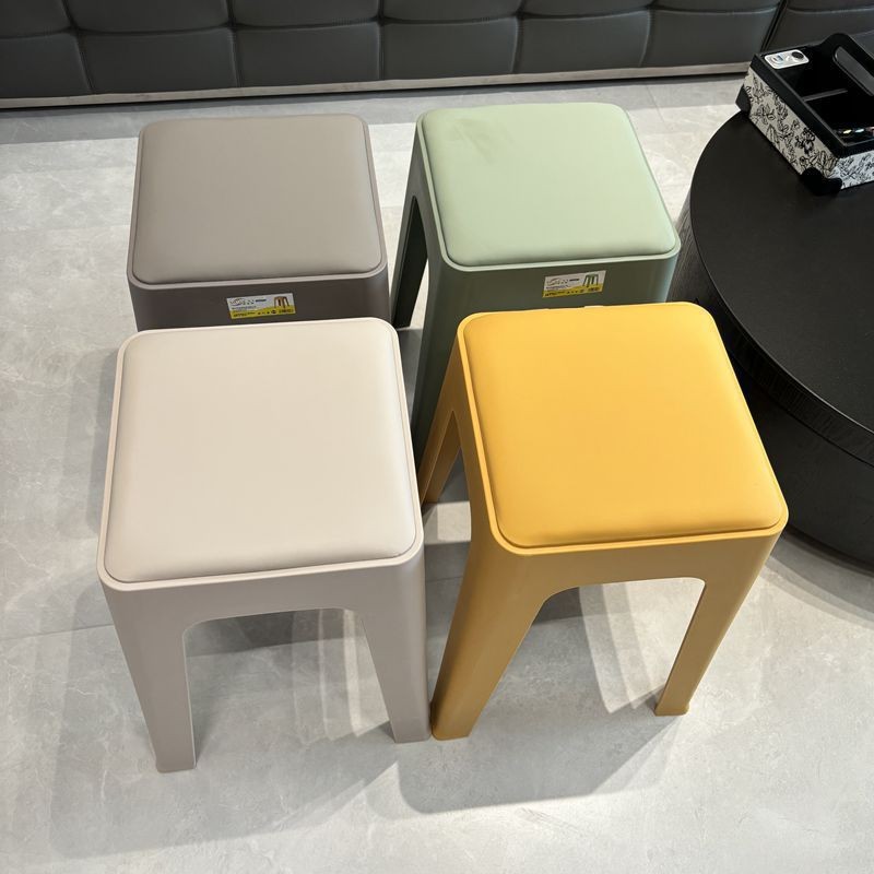 Picture of Plastic stool upholstery thickened household stackable living room modern simple bench comfortable for long sitting commercial dining chair