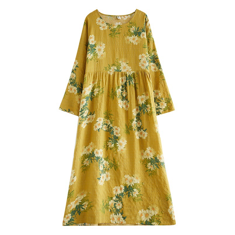 Fat Girl plus size loose slimming 2023 lazy elegant irregular skirt women's printed artistic fashion dress