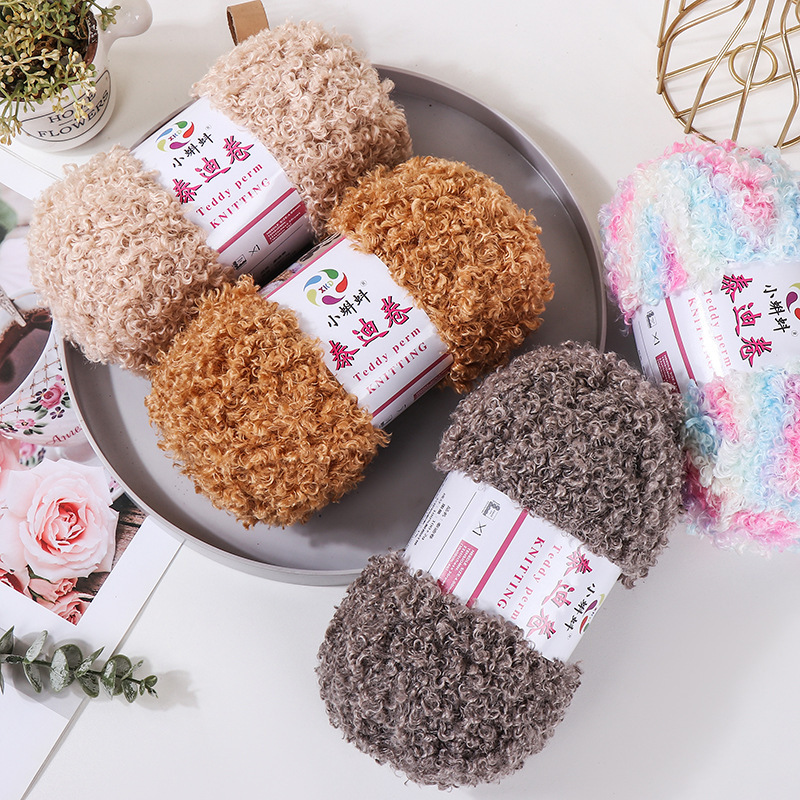 Picture of Wholesale Teddy Curly Wool Loop Thread Handmade DIY Loop Velvet Crochet Thread Hand Knitted Scarf Doll Thread