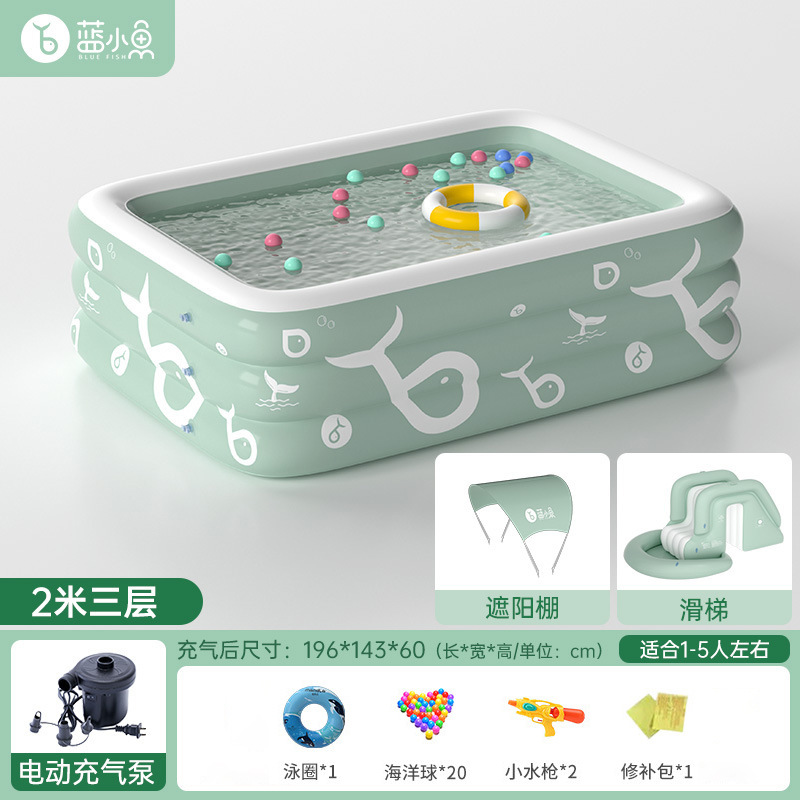 Picture of Household adult children outdoor inflatable swimming pool thickened children swimming pool baby play pool with slide sunshade