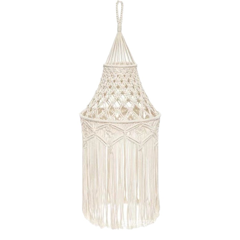 Hand-woven lampshade Bohemian wind long tassel soft ceiling lamp cover B & B decoration Nordic woven lampshade