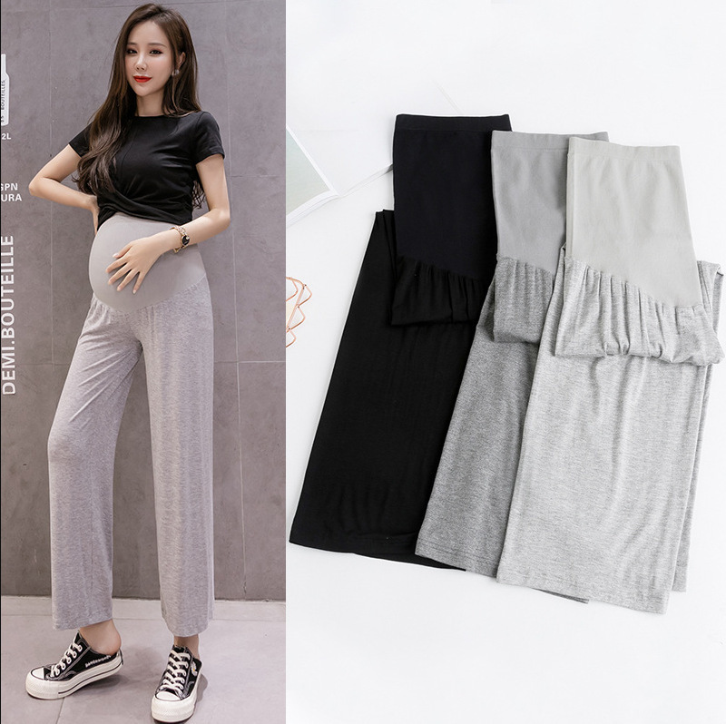Picture of Maternity Pants, Fashionable Outerwear, Large Size Wide-Leg Belly-Supporting Leggings for Pregnancy, Summer Thin Style for Spring and Summer