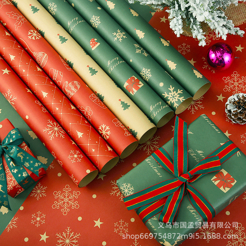 Wrapping paper Christmas birthday gift gift gift box wrapping paper flowers kraft paper wrapping paper wholesale