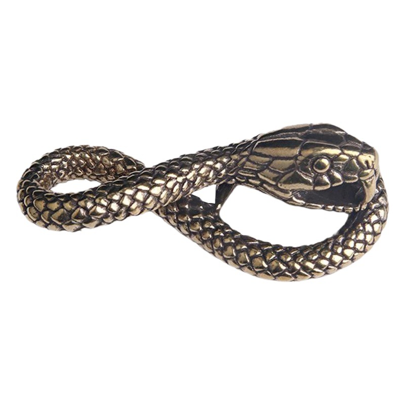 Brass plate snake keychain pendant creative Zodiac python belt buckle distressed pure copper solid ornaments stall wholesale