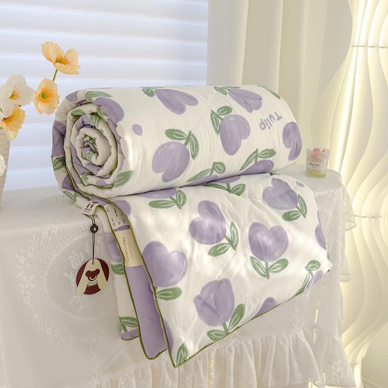 Picture of ClAss A WAshed Cotton Summer Cool Quilt ins Style Summer Soy Fiber Summer Quilt MAchine WAshAble Skin-friendly Air-conditioned Quilt WholesAle Group PurchAse