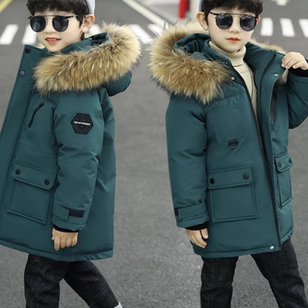 Picture of Children's winter jacket thickened cotton-padded coat 2023 new boys' Western style mid-length cold-proof warm cotton-padded coat handsome