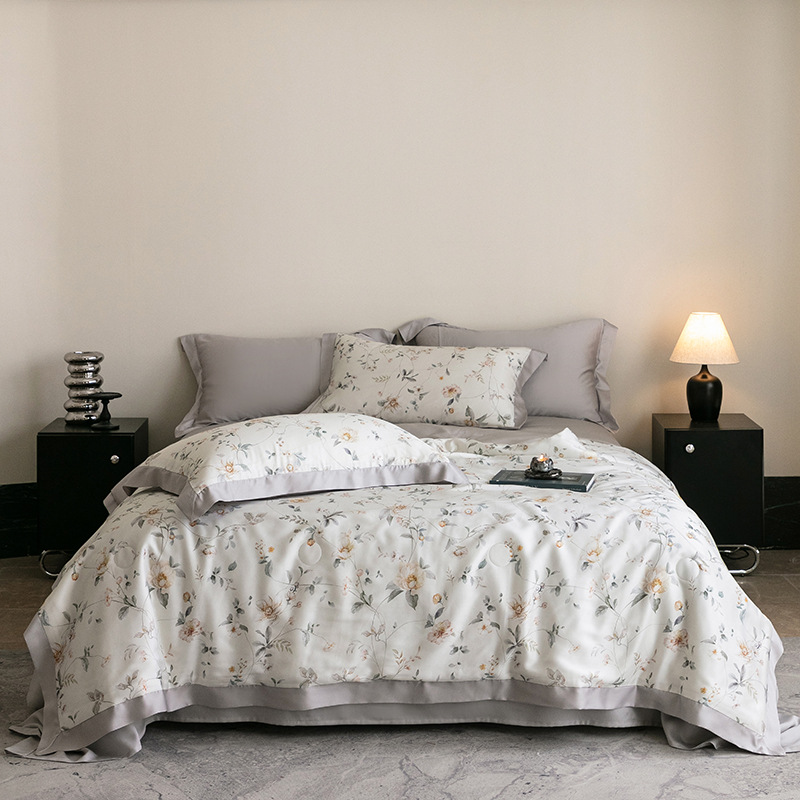 Picture of Light Luxury 100 Lyocell Tencel Summer Cool Quilt Four-Piece Set Air Conditioned Quilt Summer Quilt Advanced Sense Class A Maternal and Infant Quilt