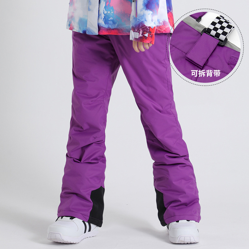 Picture of Ski Pants Women's Windproof Waterproof Warm Strap Pants Outdoor Thickened Double-board Snowboard Clothing Equipment Cotton Pants Snow Pants