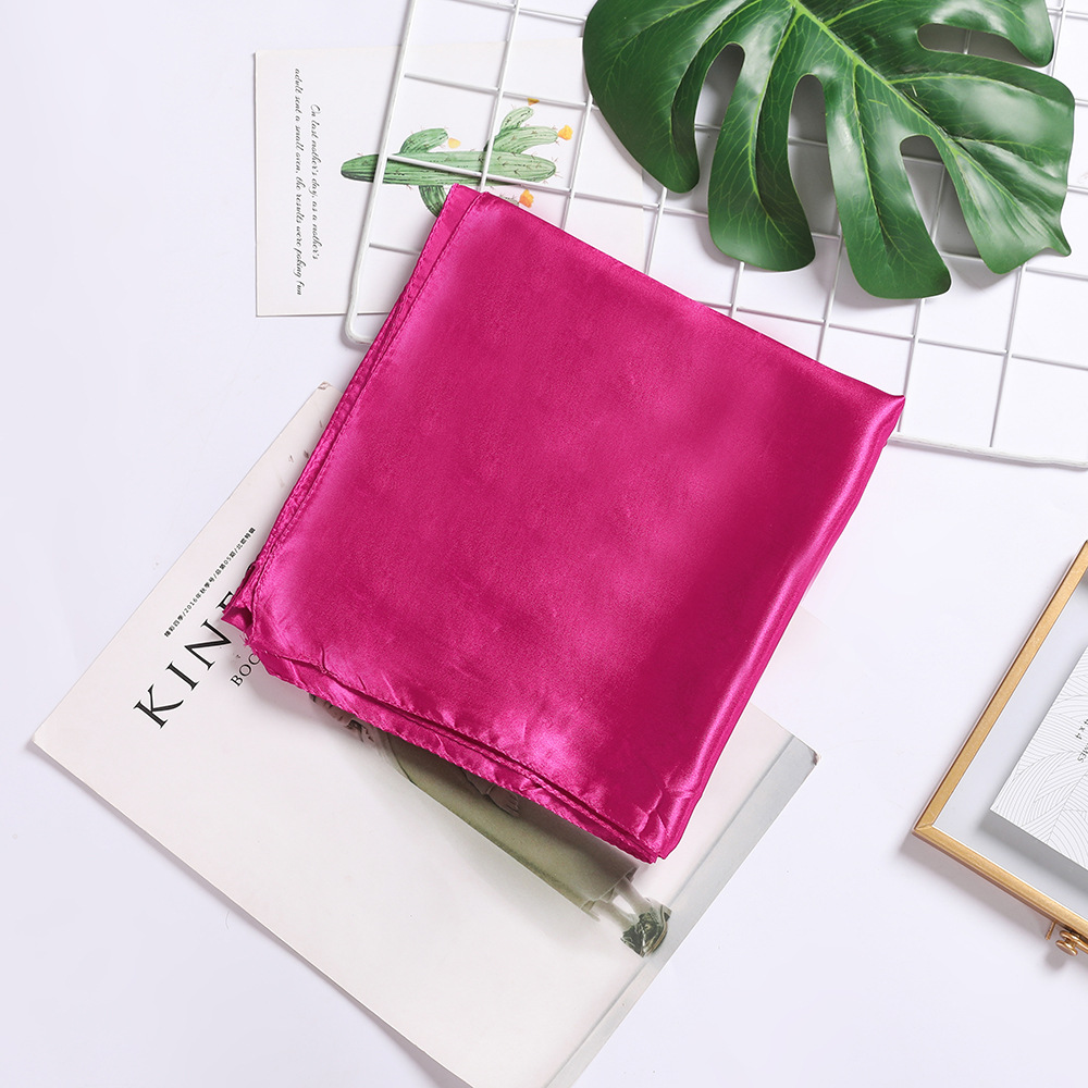 Picture of Solid Color Silk Scarf 90cm Satin Satin Large Square Scarf Women's Candy Color Printed Silk Scarf Scarf Wedding Accompanying Ceremony