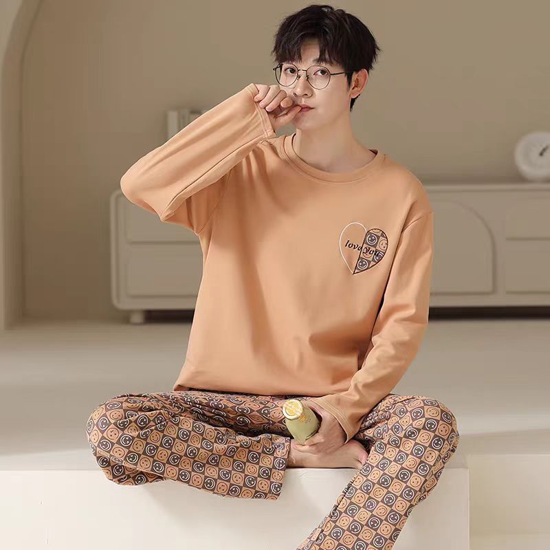 Picture of Men's Pajamas Long Sleeve Pants Spring and Autumn Thin Dad Large Size Casual Home Wear Factory Foreign Trade Cross-border Explosions