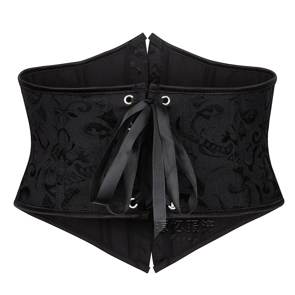 Picture of French Court Retro Belly Belt High-end Black Jacquard Belly Belt Double-layer Fit Fishbone Belly Belt Cross-border