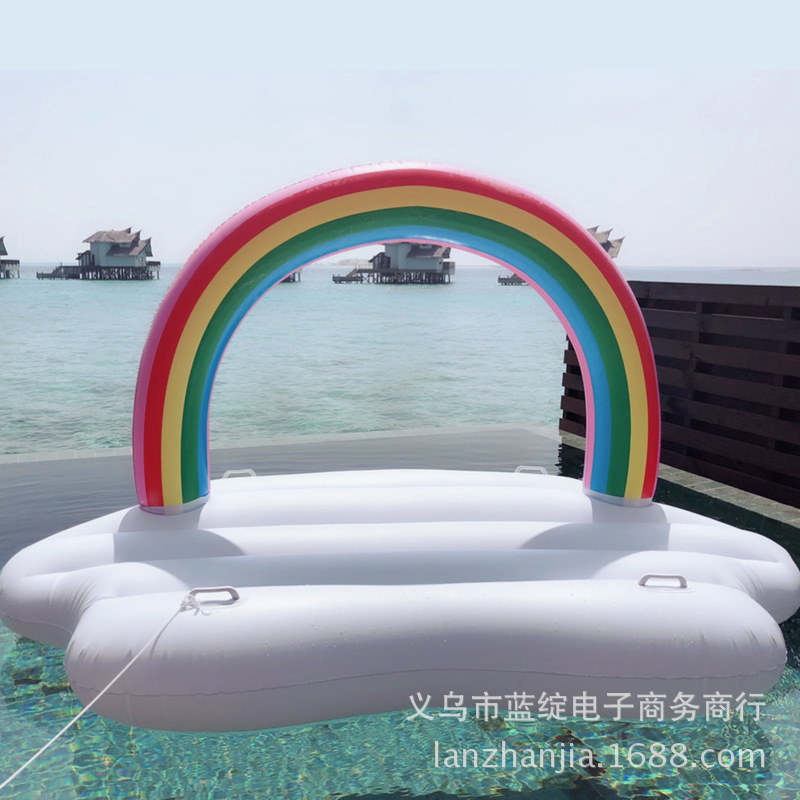 Picture of in stock wholesale new ins original oversized rainbow clouds floating row adult inflatable swimming ring