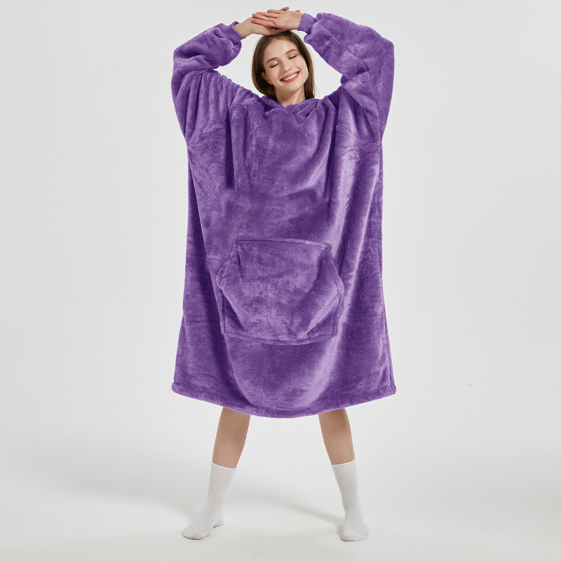 Homewear Cross-Border Amazon Double-Sided Flannel Robe for Women, Autumn and Winter Lazy Tv Blanket, Couple Style, Can Be Worn Outside