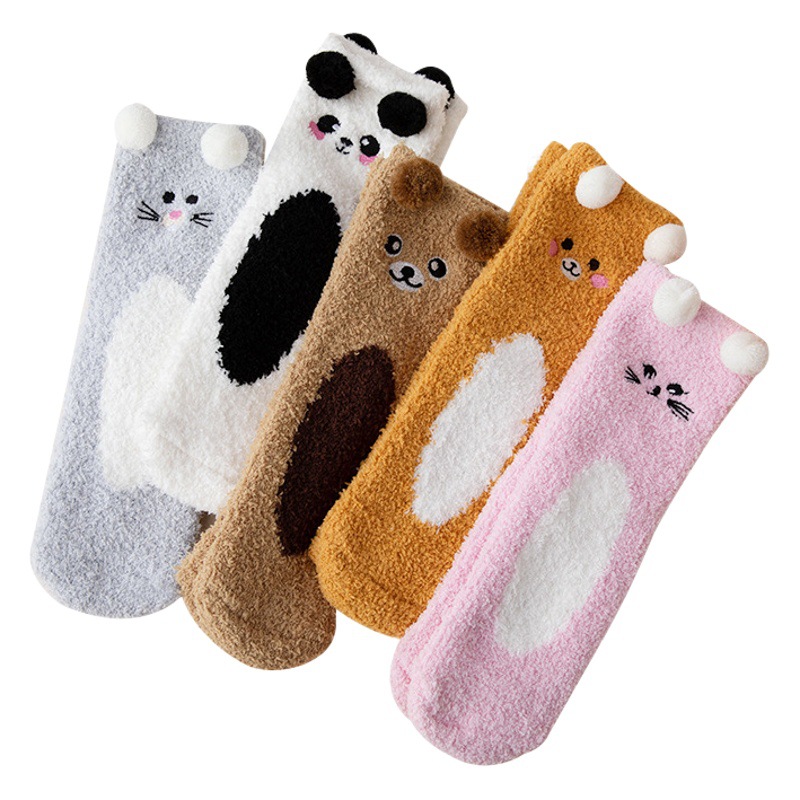 Coral velvet towel socks plush socks warm cute pet home socks cartoon socks home floor socks women's socks