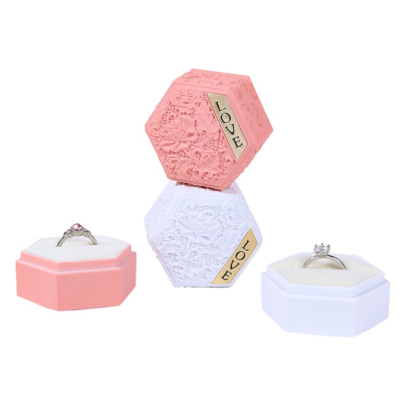 Creative proposal confession embossed hexagonal jewelry jewelry box ring necklace jewelry packaging box factory wholesale