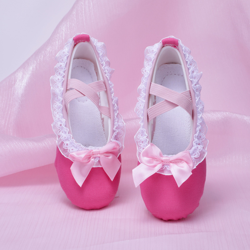Lace Rose Red Dance Shoes Kidsren's Ballet Shoes Baby Dance Shoes Cute Stage Performance Cat Claw Shoes