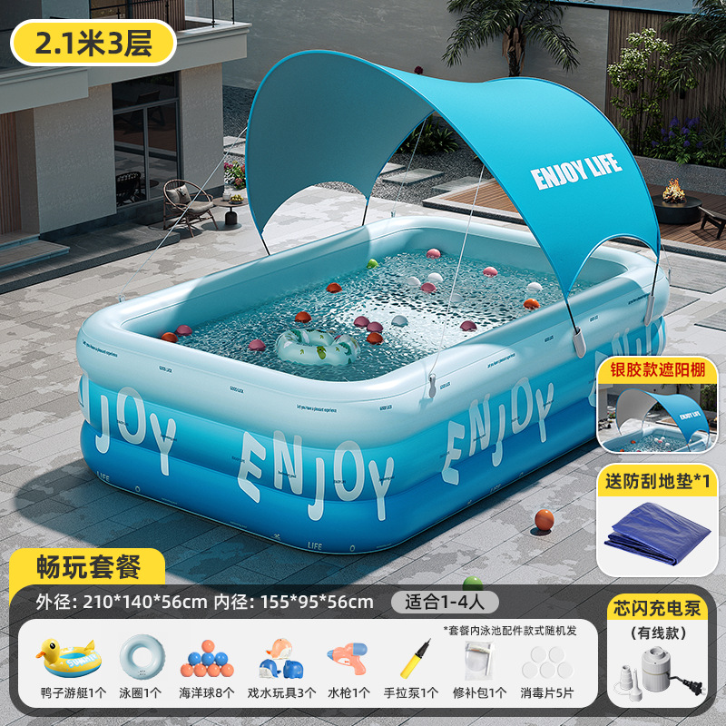 Picture of Swimming Pool Thickened Large Indoor Outdoor One Button Inflatable Swimming Pool Adult Kids Family Swimming Pool Wholesale