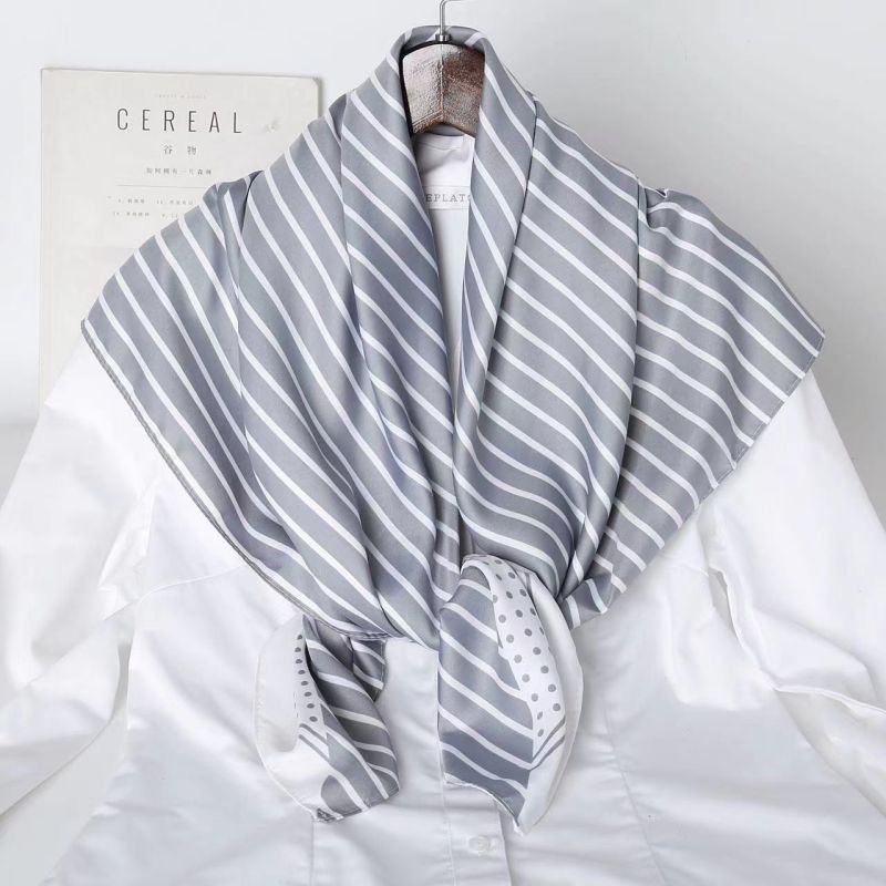 Picture of Autumn and winter all-match shawl animal printed black and white simple large square 90*90CM imitation silk twill silk scarf for women