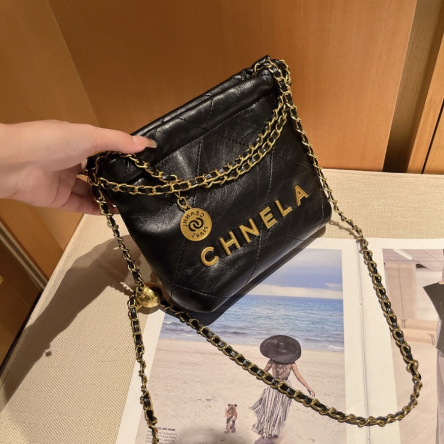 Chanel style chain tote bag for women 2024 new high-grade genuine leather fashion all-match wandering shoulder messenger bag