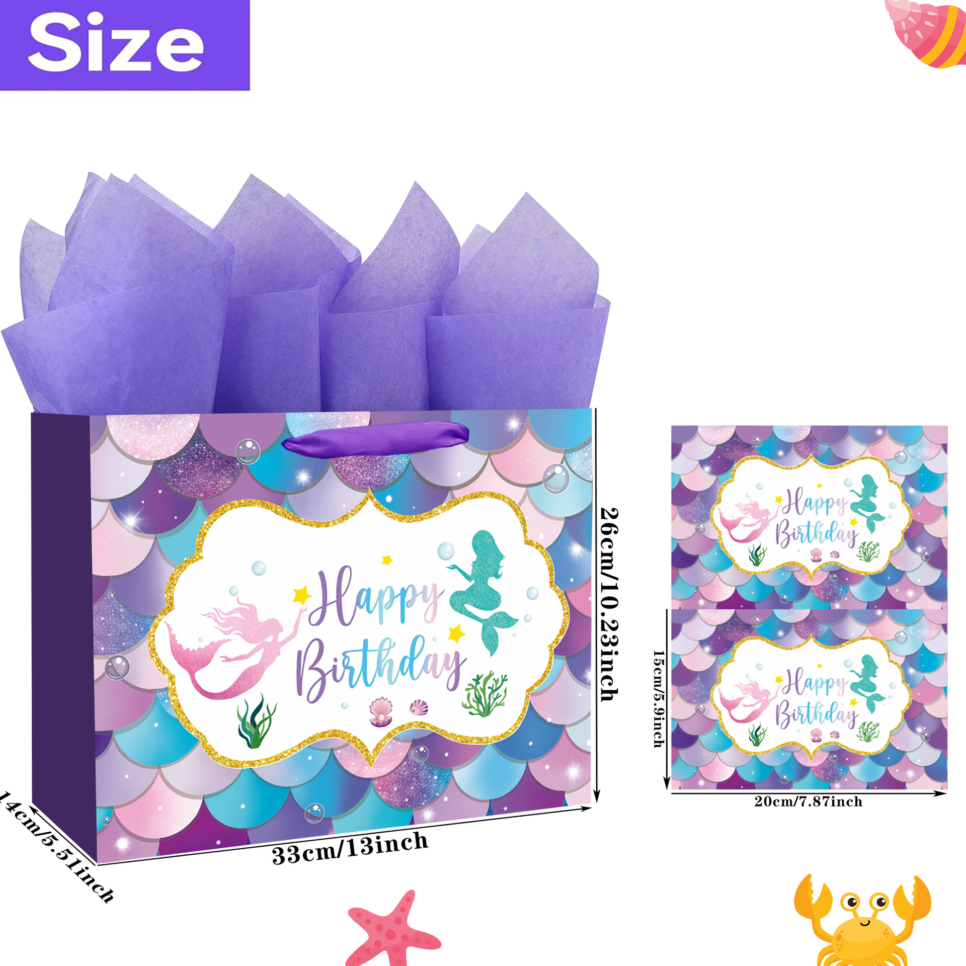 Amazon White Card Mermaid Gift Paper Bag Clothing Portable Gift Wrapping Clothing Gift Wrapping Paper Bag