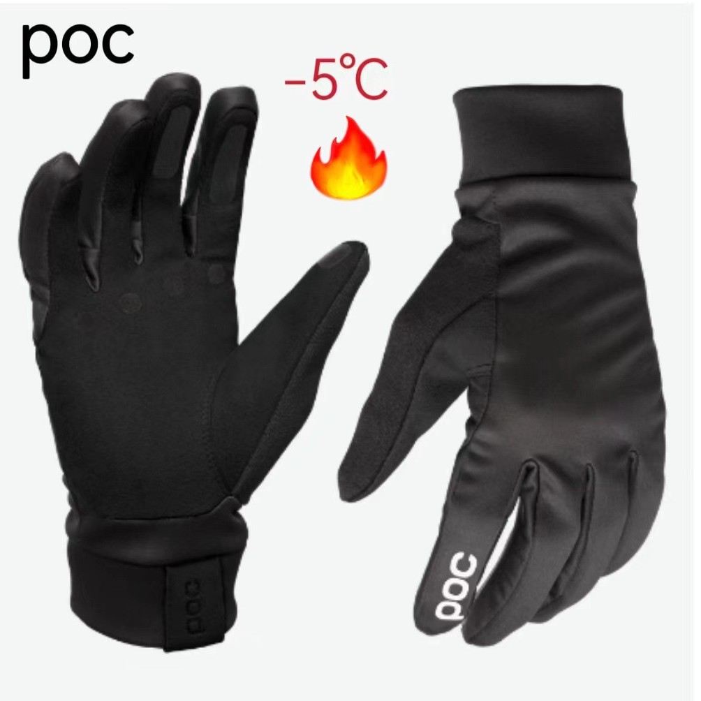 Poc24 Winter Full Finger Touch Screen Waterproof Windproof Warm fleece-lined Outdoor Sports Riding Long Finger Gloves