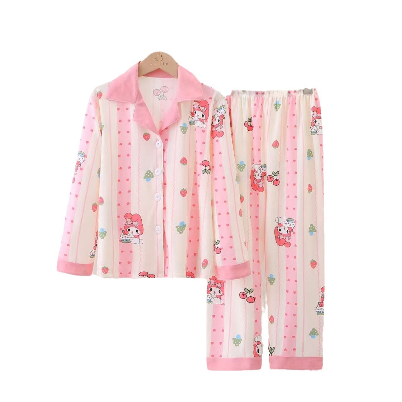 Picture of Girls' Pajamas Spring and Autumn New Lapel Long Sleeve suit Children's Home Clothes Cardigan Home Clothes Middle and Big Children