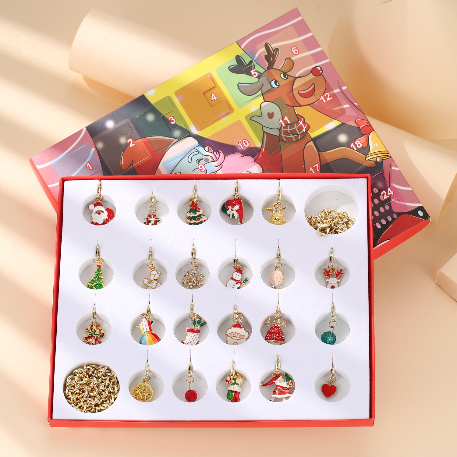Picture of Maida Blue Christmas Countdown Calendar Gift Box suit DIY Beaded Bracelet Dream Star Bracelet Gift