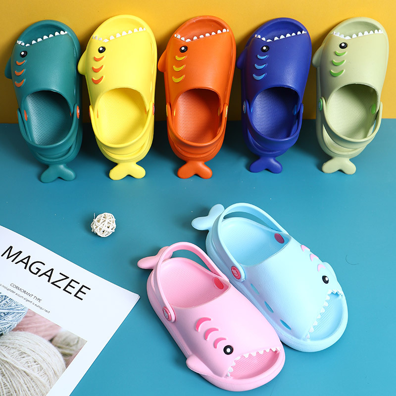 25 New Children's Slippers Eva Cartoon Little Shark Children's Boys Anti-Slip Indoor Slippers Sandals