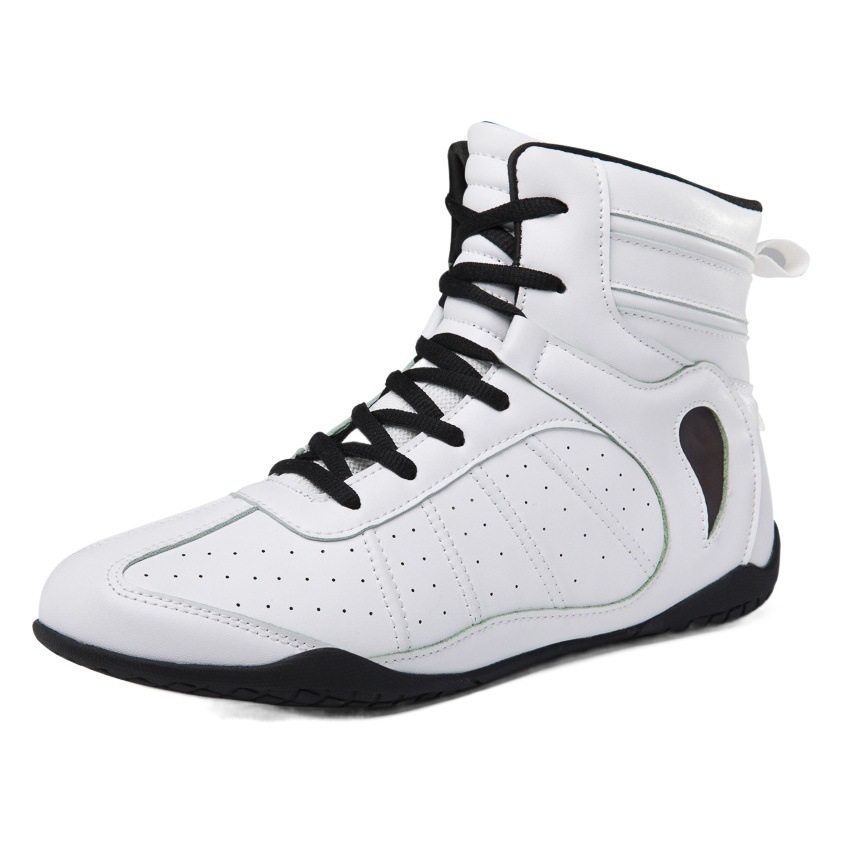 Boxing Shoes Men's High Barrel Fighting Competition Training Shoes Wrestling Shoes Sanda Shoes Fitness Boots Thai Boxing Tune Shoes for Men and Women