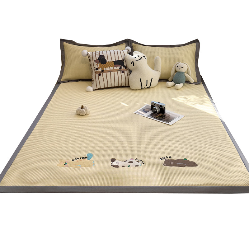 Picture of Category a Maternal and Infant Grade Waffle Ice Bean Mat Three-Piece Set Classy Ice Silk Mat Fitted Sheet Summer Air-Conditioned Soft Mat