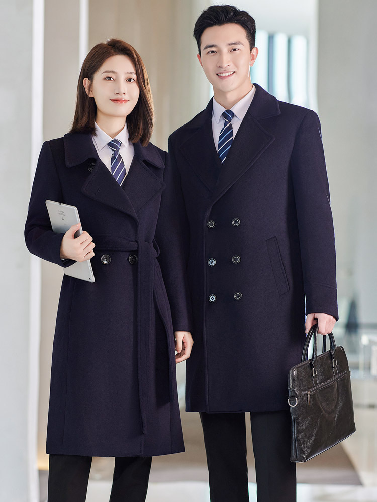 Picture of High-end professional woolen coat long 4s store sales department hotel front desk work clothes woolen coat workwear winter
