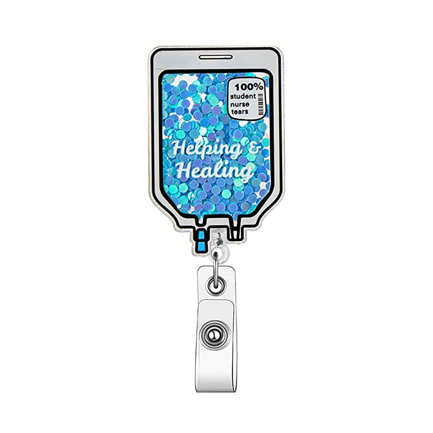 Picture of quicksand needle clothes love easy pull-up buckle rotating ID buckle Doctor Nurse retractable badge reel