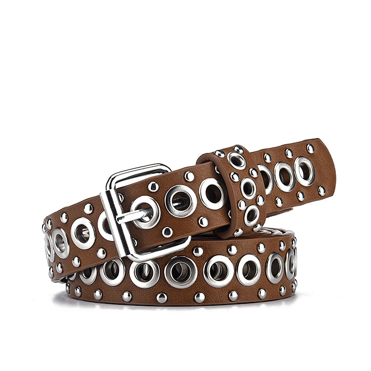 Picture of Belt Women's European and American Punk Rivet Street Personality Men's Belt Air Eye Belt Girls' Cross-border Hipsound Hair