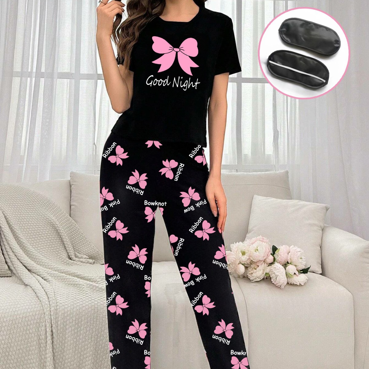 Cross-Border Women's New Foreign Trade Casual Home Wear Heart Plaid Short-Sleeved Pajamas and Trousers Two-Piece Comfortable Suit