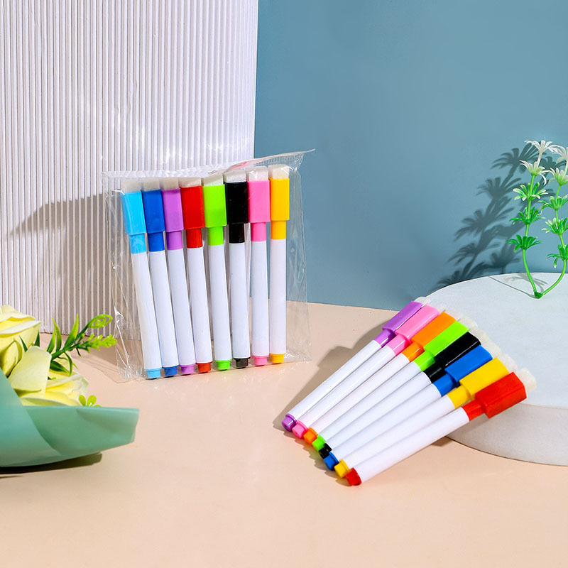 Color whiteboard pen erasable oily brush with brush non-magnetic brush baby graffiti drawing board pen 8 color OPP bag -1